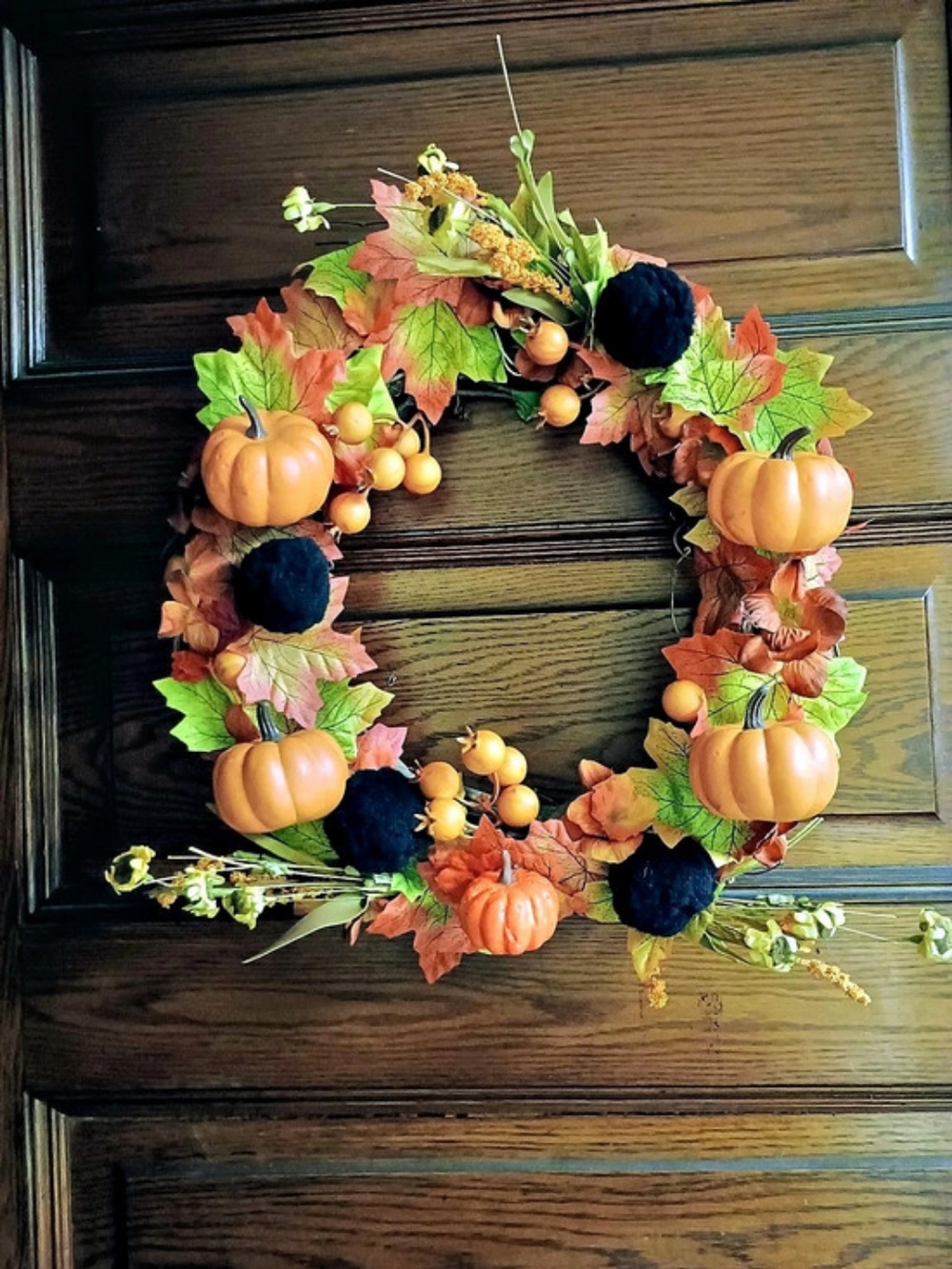 Custom Handmade Fall Pumpkin Lighted Wreath